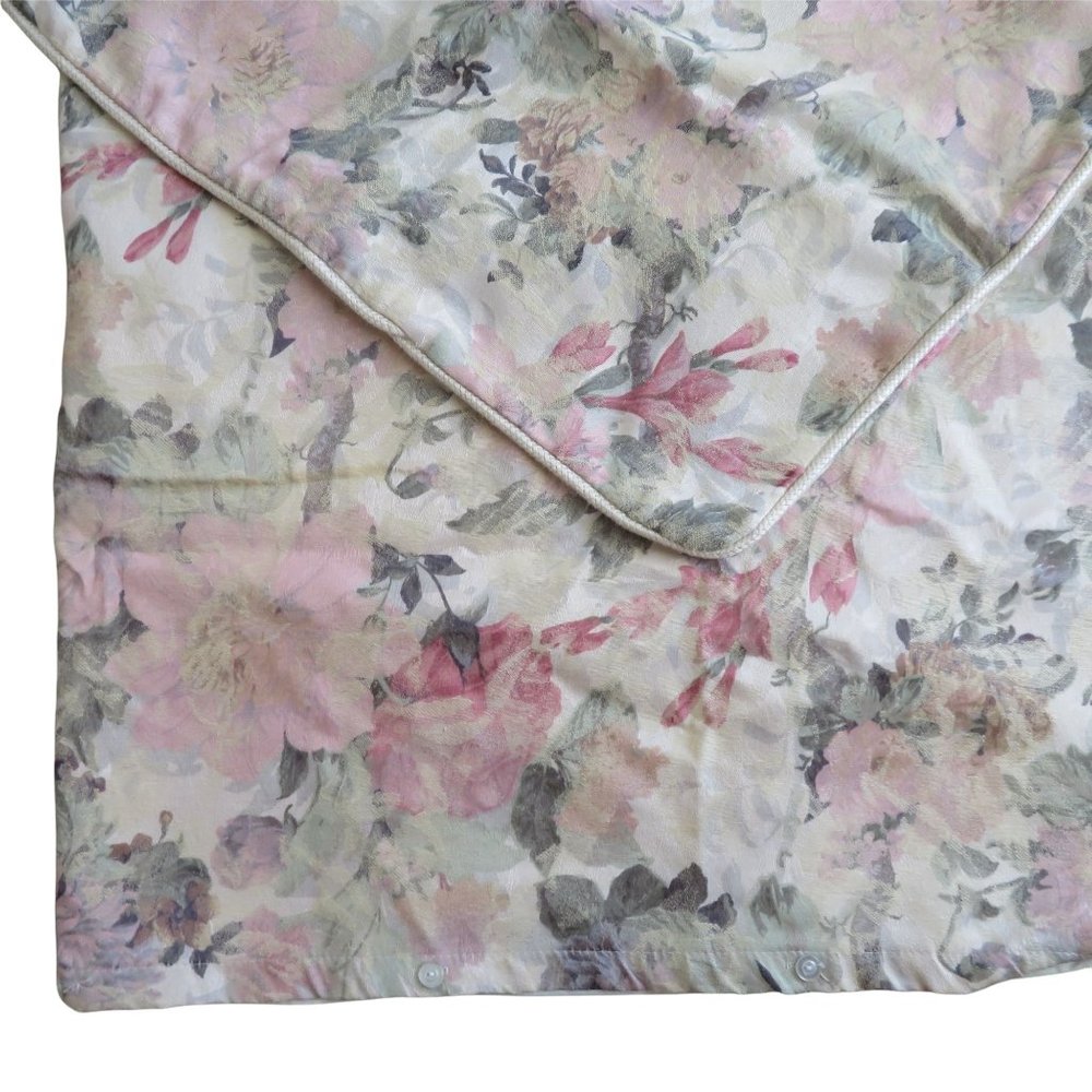 Vintage Custom-Made Twin Duvet Sham Set Pink Floral Tapestry Mid Century Modern